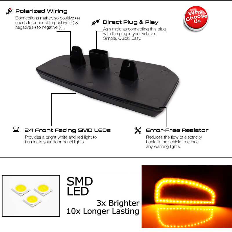 2 Chiếc Switchback LED Mặt Gươ - đánh giá và giá Signal Panel Orange